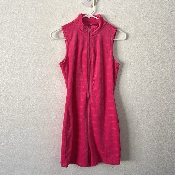 SKIMS Logo Pink Romper Onesie Sleeveless Velour Size Small - Picture 4 of 6